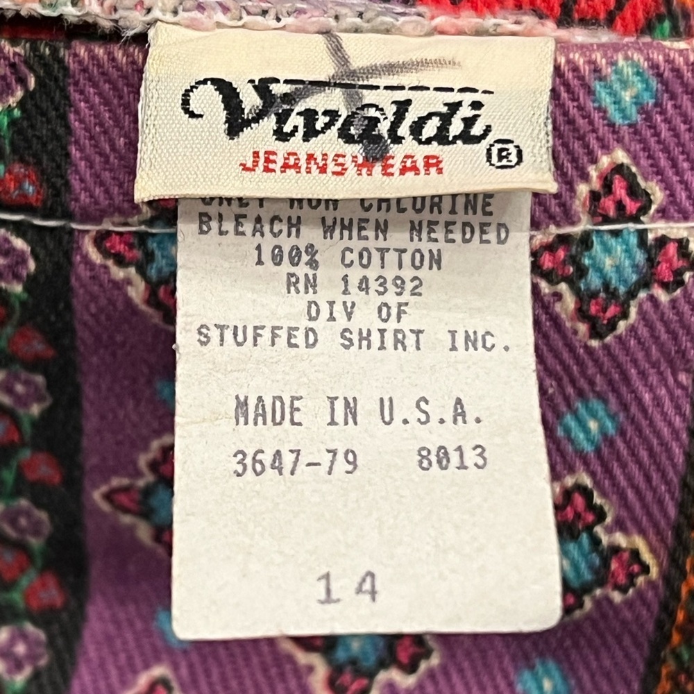 Vivaldi Vintage Colorful Striped Southwestern Denim Jean Wrap Skirt Size 14 - Picture 5 of 7